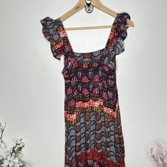 ANTHROPOLOGIE x COREY LYNN CALTER Doriane Midi Dress Red Purple Sz XS {U44} - Picture 4 of 7